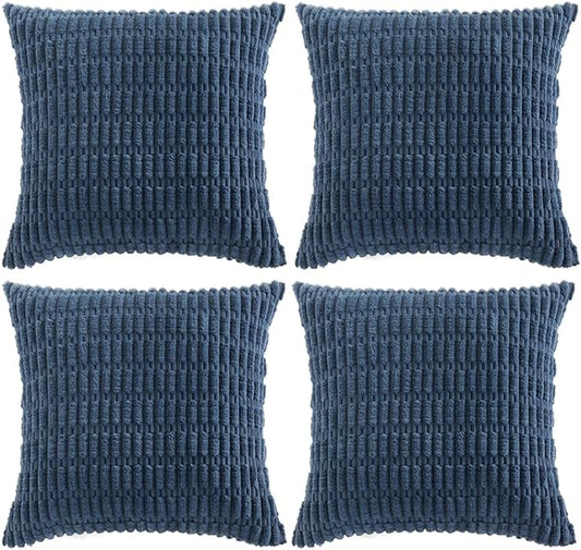 Fancy Homi 4 Packs Decorative Throw Pillow Covers for Living Room Couch Bed, Modern Farmhouse Boho Home Décor Accent Cushion Case, 24" x 24", Dusty Blue