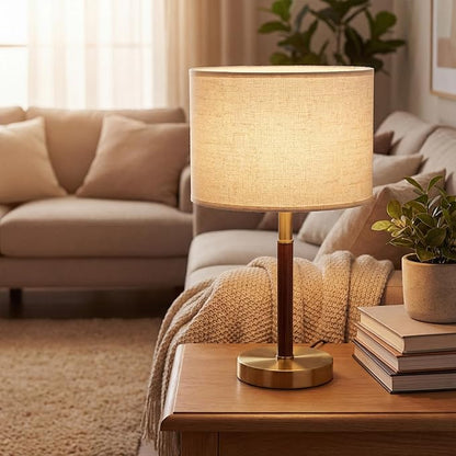 16.5'' Bedside Table Lamps Set of 2, Small Metal Accent Table Lamps with Linen Lampshade, Modern Simple Desk Lamps for Bedroom,Living Room, Office,Desk(Bulbs Included)