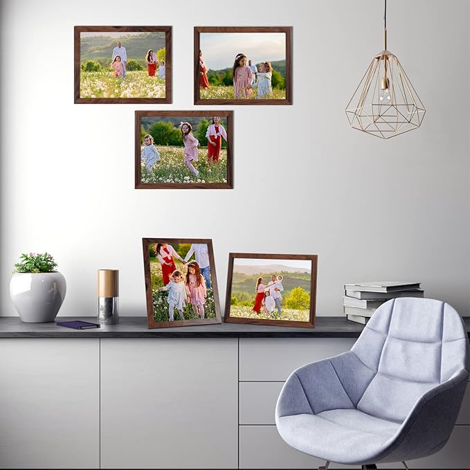 Giftgarden 8.5x11 Picture Frame Brown Set of 12, Multi Rustic Walnut Wood-Color 8.5 x 11 Frames Bulk for Award Certificate Document Diploma, Wall or Tabletop Display