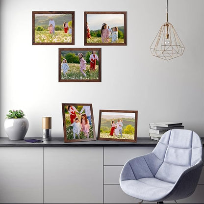 Giftgarden 8.5x11 Picture Frame Brown Set of 12, Multi Rustic Walnut Wood-Color 8.5 x 11 Frames Bulk for Award Certificate Document Diploma, Wall or Tabletop Display