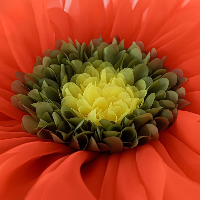 3D Flower Throw Pillow Decorative Daisy Accent Pillows Handmade Cute Round Velvet Floral Cushion with Insert for Couch Bed Chair Car Living Room Bedroom Home Decor 12Inch Vibrant Orange