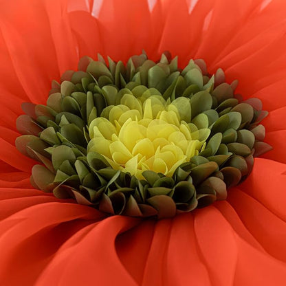 Hand-Stitched Round Decorative Flower Pillow Vibrant Orange 3D Sunflower Velvet Throw Pillow Cute Soft Floral Accent Cushion Boho Farmhouse Home Decor for Couch Bed Living Room Bedroom 14Inch