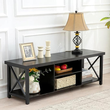 GAZHOME TV Stand for TV up to 65 Inches, TV Cabinet with Open Storage, TV Console Unit with Shelving for Living Room, Entertainment Room, Black