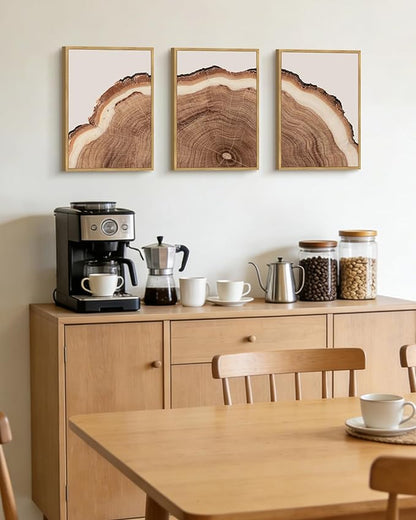 Drsoum Vintage Retro Tree Rings Wood Framed Wall Art Modern Wood Stump Nature Rustic Artwork Bedroom Living Room Ready to Hang 11x14in Natural Framed