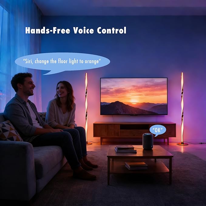 Smart RGBWIC Floor Lamp LED Corner Light Works with Alexa, Dynamic Modern Gold Ambient Light with Multi-controls-16 Million DIY Colors Color Changing and Dimmable Standing Lamp for Bedroom Living Room