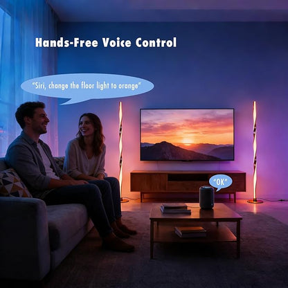 Smart RGBWIC Floor Lamp LED Corner Light Works with Alexa, Dynamic Modern Gold Ambient Light with Multi-controls-16 Million DIY Colors Color Changing and Dimmable Standing Lamp for Bedroom Living Room