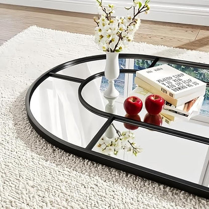 Prywot Full Length Mirror, 56"x22" Arched Window Pane Mirrors for Wall Decor, Black Full Body or Wall Mounted Mirrors, Farmhouse Standing Mirror Hanging or Leaning for Living Room, Entryway, No Stand