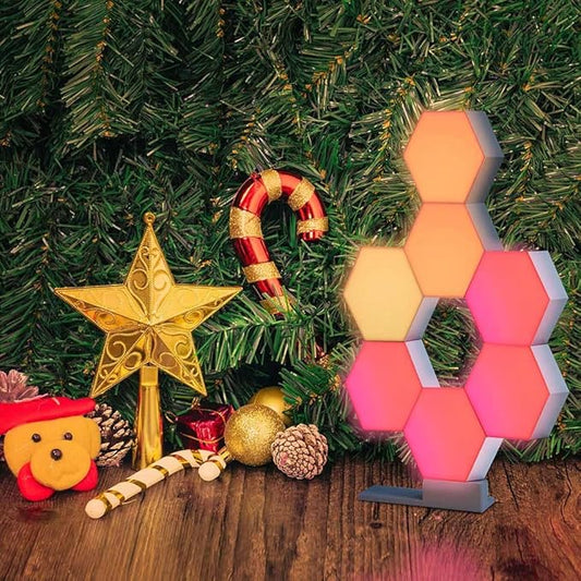 Yescom APP Control Hexagon Light 6 Pack Smart LED Wall Lights Modular Wifi Music Sync Lamp Aesthetic Gaming Room Streaming Decor Compatible with Alexa & Google