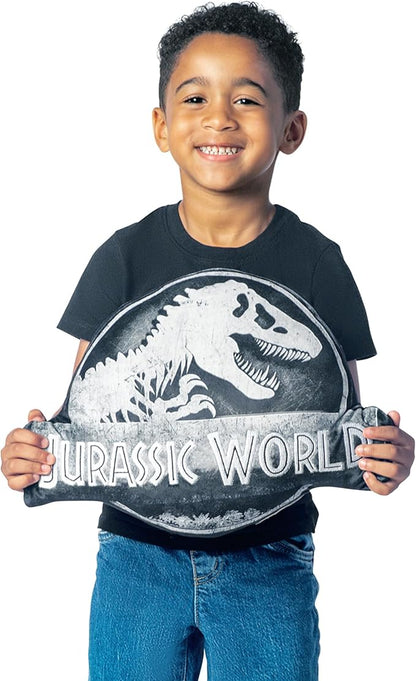 Northwest Jurassic World Stone Logo Cloud Pillow 12" – Plush Dinosaur Stuffed Toy for Kids & Adults, Soft Bedroom Decor, Gift for Boys & Girls