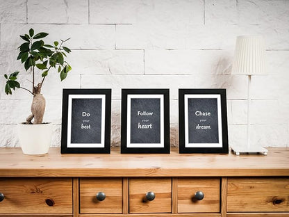 5x7 Black Picture Frame Set of 3 for Pictures 4x6 with Mat or 5x7 Without Mat, Wall or Tabletop Gallery Photo Frames with Real Glass