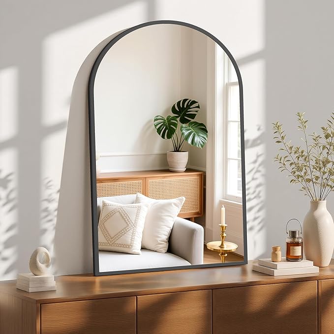 Sweetcrispy 26"x39" Arched Black Bathroom Mirrors for Wall, Bathroom Mirrors for Over Sink, Modern Wall Mirrors Arch Decorative for Bathroom, Entryway, Bedroom, Vanity