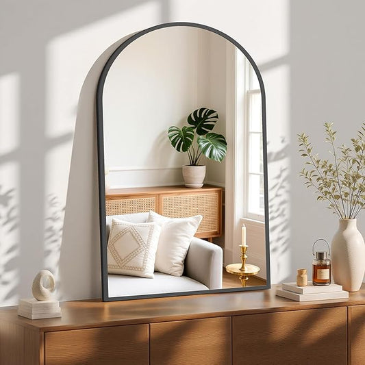 Sweetcrispy 26"x39" Arched Black Bathroom Mirrors for Wall, Bathroom Mirrors for Over Sink, Modern Wall Mirrors Arch Decorative for Bathroom, Entryway, Bedroom, Vanity