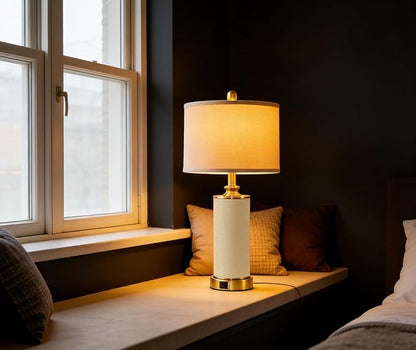 25.5" Boho Weaving Gold Large Table Lamps,Touch Control 3-Way Dimmable Farmhouse Bedside Lamps with USB A+C Charging Ports for Living Room/Bedroom/Office-with Ma Huang(LED Bulbs Included)