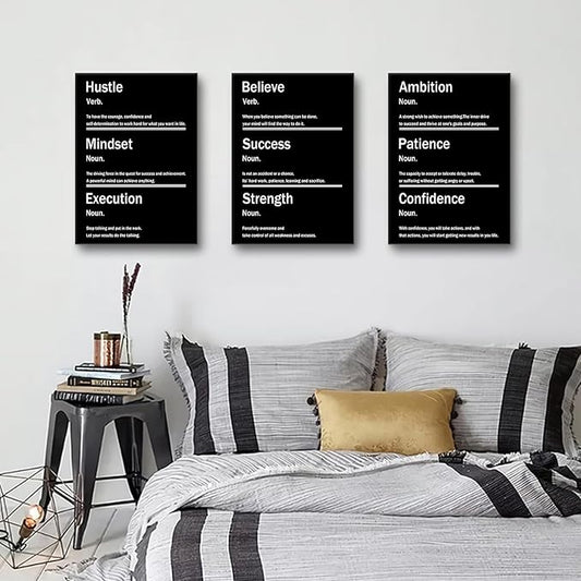 Inspirational Canvas Wall Art Home Decor 3 Pieces Motivational Entrepreneur Poster Print Positive Picture Painting Artwork for Living Room Gym School Office Stretched and Framed [60''W x 28''H]