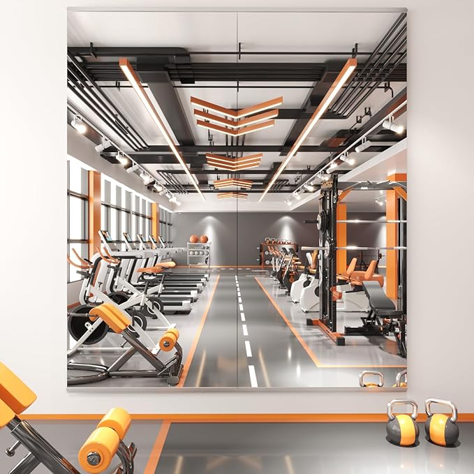 Peegel Home Gym Mirror - 72''x32''(2PCS) Large Frameless Tempered Glass Workout Mirrors for Home Gym Wall,Yoga,Garage,Dance