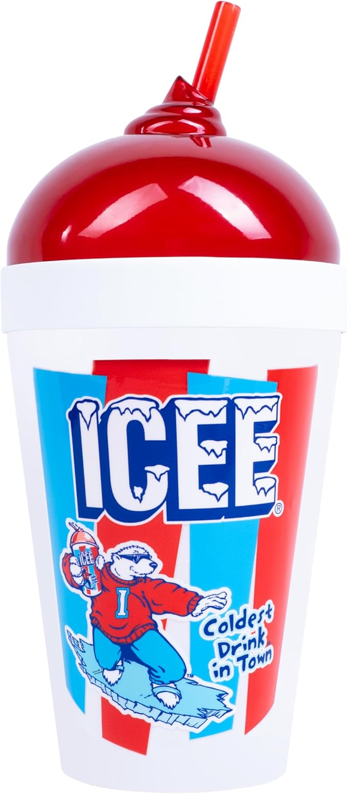 Fizz Creations ICEE Straw Cup Mood Light – 9" Tall LED Night Light, Officially Licensed Merchandise, Retro Red & Blue Design, USB-Powered, Fun & Functional Home Décor.