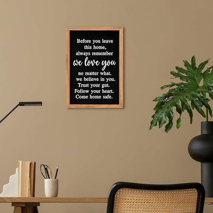 AuraPeak Before You Leave This Home Sign for We Love You Inspirational Quotes Laundry Room Living Room Wall Decor Family Entryway kitchen Wall Hanging Art (16"×10" Wood Black)