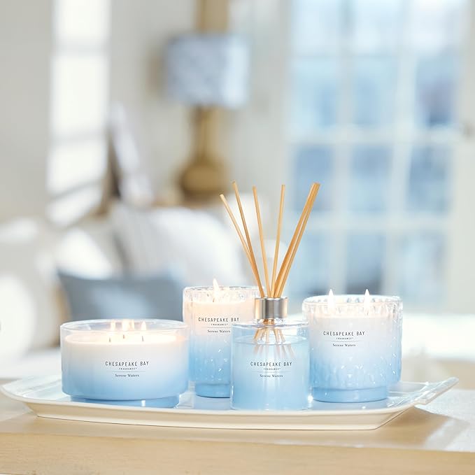 Chesapeake Bay, Reed Diffuser, 5.7oz, Serene Waters Scent, Mood Evoking, Sea Glass-Inspired Jar, Room Filling Fragrance Made with Essential Oils, Coastal Fragrance for Home Décor or Gifting