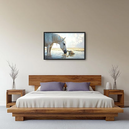 Ocean Beach Landscape Large Wall Art for Living Room Horse Framed Canvas Decor Coastal Sea Turtle Prints Painting Pictures Extra Large Seascape Artwork for Bedroom Bathroom Office Home Decor 24"x36"