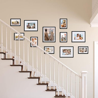 Giftgarden 8x10 Picture Frame with Mat Set of 10, 9x11 Frames Matted to 8” by 10” Photo or 9” x 11” Print without Mat, Multi Gallery Frames for Wall or Tabletop Display