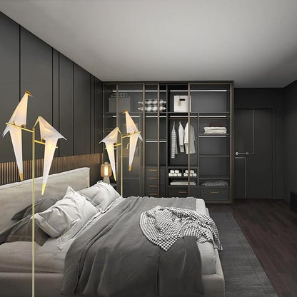 68 Inch Bird Floor Lamp, Gold Bird Lamp Swing Floor Light Fixtures, Modern LED Standing Floor Lamp for Bedroom Living Room