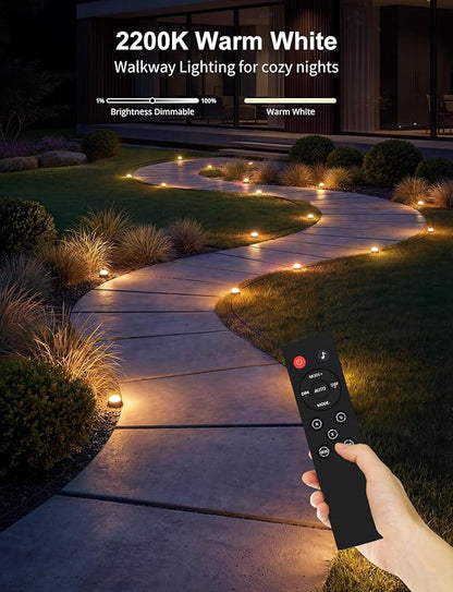 APPECK Outdoor Ground Lights 32 Pack, 100FT RGBW Color Changing Pathway Lights Wired, 2200K Warm White Smart Landscape Lighting, for Garden Yard Lawn Path Holiday Party Decor, with App/Voice Control