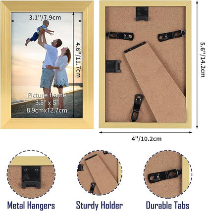 Hoikwo 18 Packs 3.5x5 Gold Multi Plastic Picture Frames Set with Plastic Cover for Family Photos, Artwork, Light Weight Bulk 3.5 by 5 Frames Pack for Wall Hanging and Table, Stylish Picture Frames