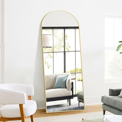 TRAHOME Full Length Arched Mirror, 70"x24" Standing Floor Full Body Mirror for Wall with Aluminum Alloy Frame for Bedroom, Living Room, Dressing Room(Gold)