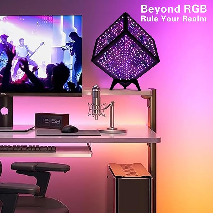 Stunning Infinity Mirror Cube Light with RGB Color-Changing Effects, Perfect 3D Art Decor for Gaming Rooms & Computer Desks, and A Unique Gift for Birthdays or Christmas (7 Inches)