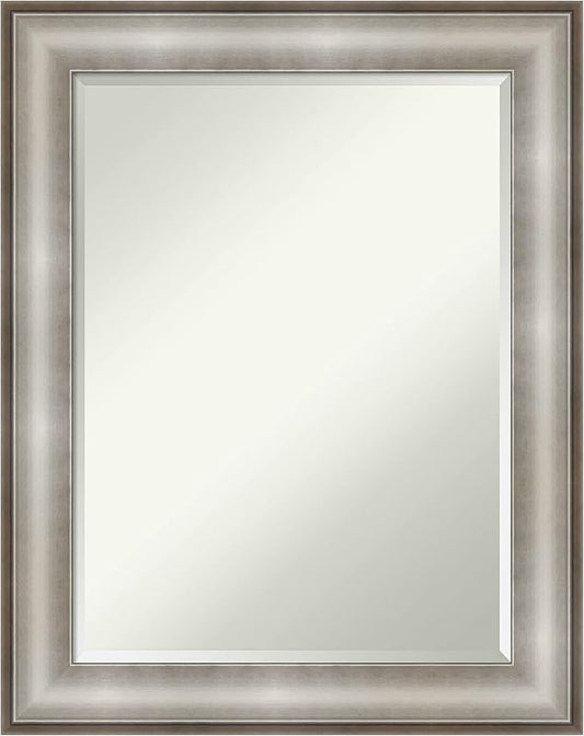 Amanti Art Silver Bathroom Mirror for Over Sink, 29x23 Imperial Silver Rectangle Vanity Mirror, Medium Traditional Frame, Hangs Horizonally and Vertically, Bathroom Wall Decor, Beveled Edge