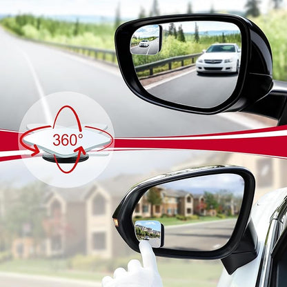 LivTee Blind Spot Mirror, Fan HD Glass Frameless Convex Rear View Mirror with wide angle Adjustable Stick for Cars SUV and Trucks, Pack of 4