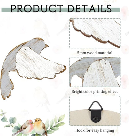 Wesiti 6 Pcs Rustic Bird Wall Art Farmhouse Wooden Flying Bird Rusty Scandinavian Home Wall Decor Art for Home Decorations Living Room Bedroom