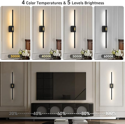 iThird Wall Sconce Battery Operated Wall Light: 10000mAh Wireless Wall Sconces with Remote Control, 360° Rotate Rechargeable Wall Scone for Bedroom Living Room Bathroom Hallway, 31.5 Inch, Black