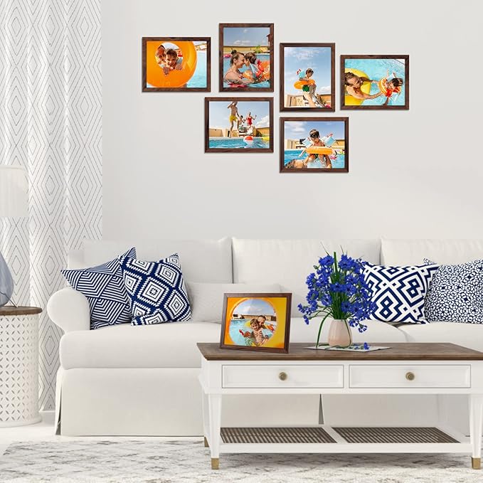 Giftgarden 8.5x11 Picture Frame Brown Set of 12, Multi Rustic Walnut Wood-Color 8.5 x 11 Frames Bulk for Award Certificate Document Diploma, Wall or Tabletop Display
