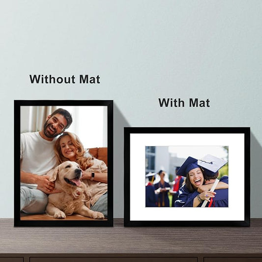 8.5x11 Picture Frame Set of 6, Certificate Document Frame, Diploma Frame, Display Pictures 6x8 with Mat or 8.5x11 Without Mat, Black