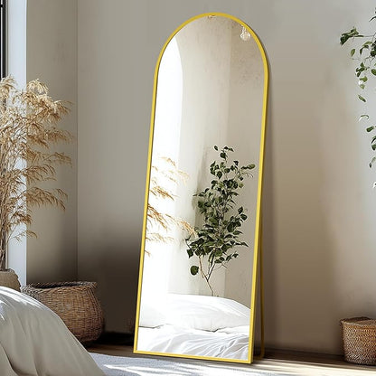 Delma Full Length Mirror, Large Floor Mirror for Wall, Bedroom, Bathroom, Living Room with Aluminium Frame (Stand, Arch 56x15-Gold)