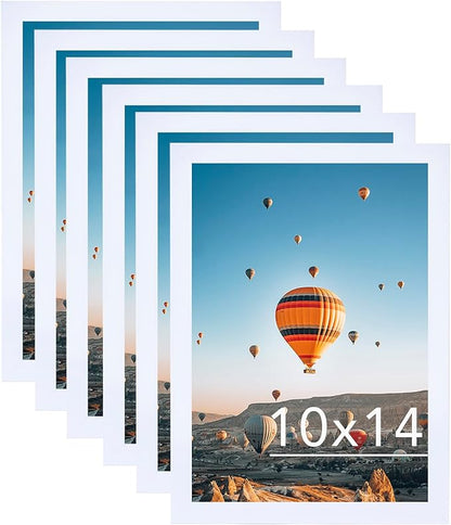 JCJMY 10x14 Picture Frame Set of 6 for 30 x 40cm Diamond Painting Art, Wall Mounting Horizontally or Vertically, 10 x 14 Wall Gallery Poster Photo Frame with Shatter Resistant Plexiglass,6 Pack, White