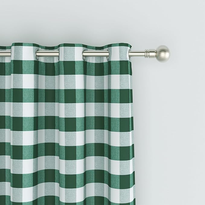 3 Pieces Tier Curtains and Valance Set Buffalo Check Kitchen Tiers Plaid Gingham Grommet Top Classic Short Small Cafe Curtains Country Farmhouse Cafe Bathroom 54"x18"/32"x24" Dark Green & White