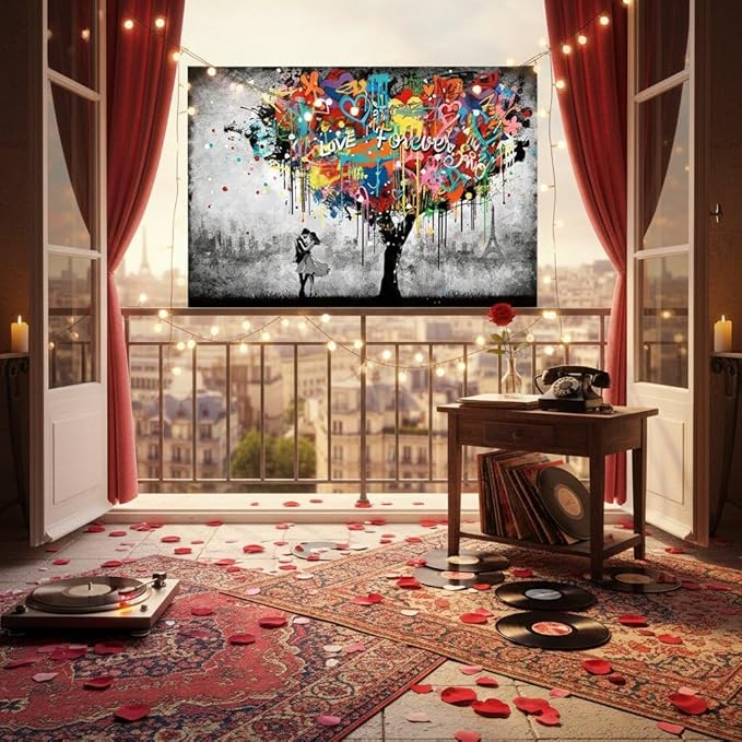 Artmyharbor Heart Tree Painting Graffiti Wall Art Bedroom Wall Decor 24 x 36 inches