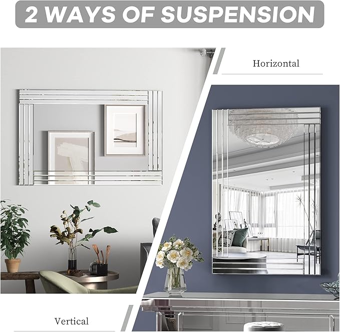 Decorative Wall Mirror Gorgeous Silver Mirror for bedrooms, bathrooms, entryways hallways, Living Room and Dining Room Walls “40x28”