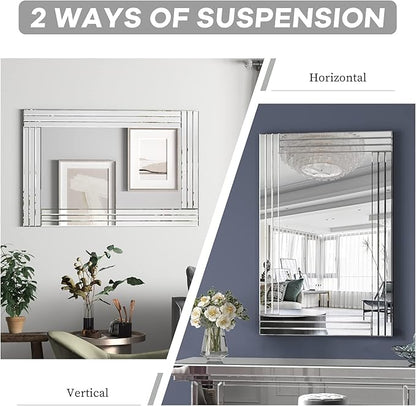 Decorative Wall Mirror Gorgeous Silver Mirror for bedrooms, bathrooms, entryways hallways, Living Room and Dining Room Walls “40x28”