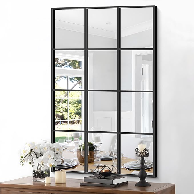 Rectangle Mirror, 30" x 48", Wall Mounted, Black Aluminum Framed, Modern Style for Bedroom, Living Room, Bathroom