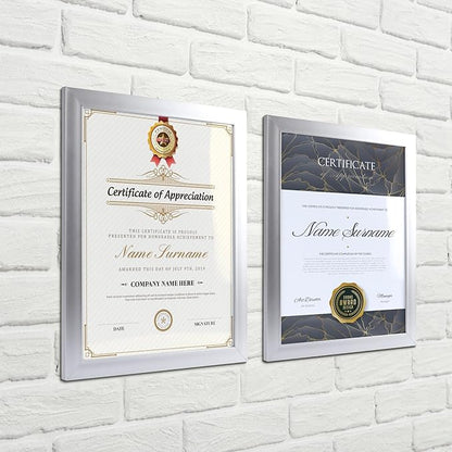 Giftgarden 8.5x11 Picture Frame Silver Set of 12, Multi Modern 8.5 x 11 Frames Bulk for Award Certificate Document Diploma, Wall or Tabletop Display