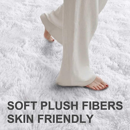 Area Rugs for Living Room, 5x7 Feet Soft Fluffy Shagg Plush Rug High Pile Large Indoor Modern Non-Slip Floor Carpet for Bedroom Nursery Kids Home Room Dorm Decor Aesthetic White
