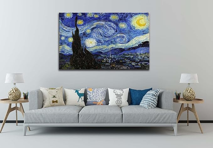 dgbtcart Starry Night, Vincent Van Gogh Canvas Wall art, Classic Paintings Reproduction Pictures Poster, Abstract Artwork Prints for Home Decor 24"x36"