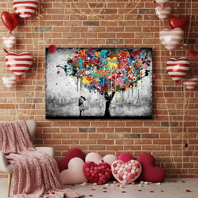 Artmyharbor Heart Tree Painting Graffiti Wall Art Bedroom Wall Decor 24 x 36 inches