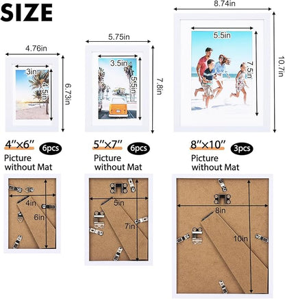 Fixwal Picture Frames Set, Gallery Wall Frame Set Picture Frames Collage 15 Pack for Wall or Tabletop with 8x10 5x7 4x6 Frames, White