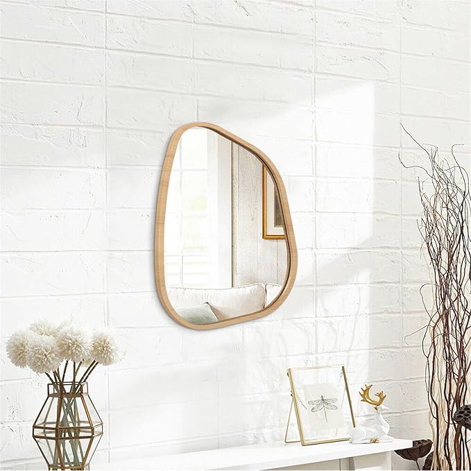 Asymmetrical Irregular Mirror Wall Mounted, Unique Vanity Mirror, Shaped Dressing Boho Mirror Decorative for Living Room, Bathroom, Bedroom, Entryway Wall Decor 14'' x 10''
