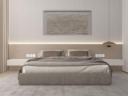 Slyart 100% Hand-Painted Beige and White Texture Abstract Wall Art Oil Painting 48x24 inch Contemporary Minimalist Art Home Wall Decoration Painting