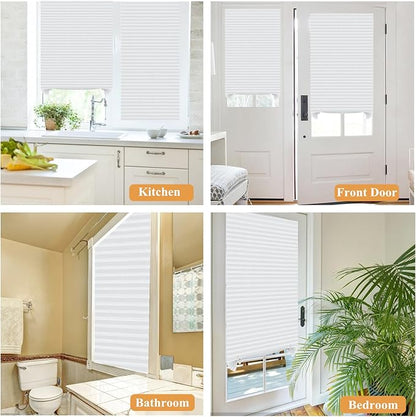 Window Blinds Cordless No Drill Cut to Size Clip On Stick On Self Adhesive Temporary Blinds Pleated Paper Blinds for Windows Doors Shades for Home Nursery Bedroom Kitchen Bathroom